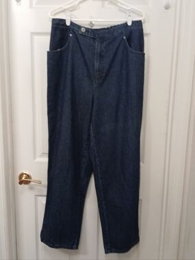 Liz Claiborne Wide Leg Jeans Women's Size L-XL Dark Wash Baggy